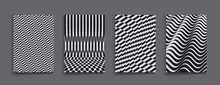 Cover Design Template. Black And White Design. Pattern With Optical Illusion. Abstract 3D Geometrical Background. Vector Illustration.