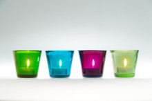 Multi-colored Glass Candle Holders. Decorative Glass Candle Jars