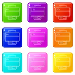 Poster - Printer icons set 9 color collection isolated on white for any design