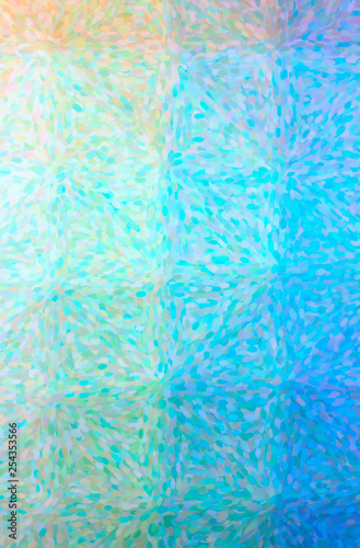 Abstract illustration of blue, brown, green, orange, yellow Impressionist Poi...