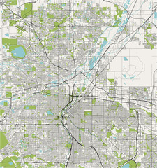 Wall Mural - map of the city of Denver, Colorado, USA