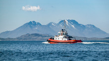 Tugboat In The Fjord Fairways Of Northern Norway