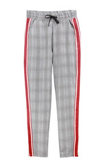 Sticker - Womens fashion grey checkered trousers isolated.