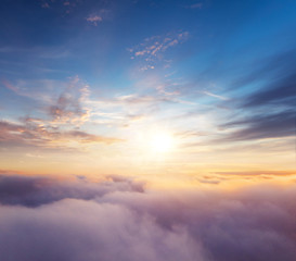 Wall Mural - beautiful sunrise cloudy sky from aerial view