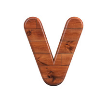Wood Letter V - Upper-case 3d Wooden Plank Font - Suitable For Nature, Ecology Or Decoration Related Subjects