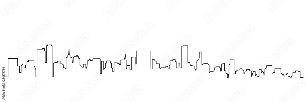 Modern cityscape continuous one line vector drawing - obrazy, fototapety, plakaty 