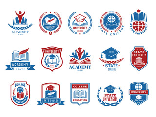 Poster - college emblem. school or university badges and labels vector logotype collection. school emblem, co