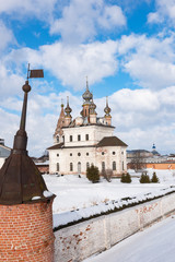 Wall Mural - View of the Archangel Michael Cathedral from the ramparts in Yuryev-Polsky, Russia