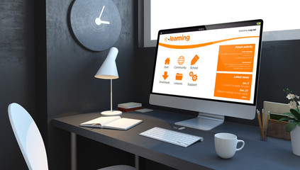 Poster - e-learning navy desktop mockup