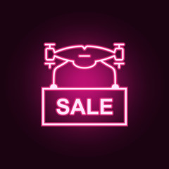 Canvas Print - Drone for sale icon. Elements of Drones in neon style icons. Simple icon for websites, web design, mobile app, info graphics