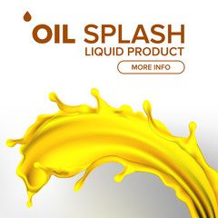 Canvas Print - Oil Splash Vector. Liquid Drop. Gold Droplet. Olive, Flow. Fuel Wave. Gas, Collagen. 3D Realistic Isolated Illustration