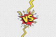 Comics vs frame. Versus lightning ray border, comic fighting duel and fight confrontation isolated cartoon vector background