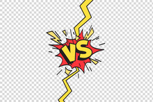 Comics Vs Frame. Versus Lightning Ray Border, Comic Fighting Duel And Fight Confrontation Isolated Cartoon Vector Background
