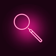 Poster - loupe icon. elements of scientifics study in neon style icons. simple icon for websites, web design,