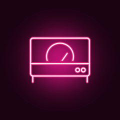 Poster - speedometr icon. Elements of Scientifics study in neon style icons. Simple icon for websites, web design, mobile app, info graphics