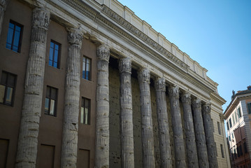 Wall Mural - Roma, Italy - February 05, 2019 : View of a surviving side colonnade of the Temple of Hadrian