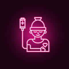 Wall Mural - cancer patient icon. Elements of Cancer day in neon style icons. Simple icon for websites, web design, mobile app, info graphics