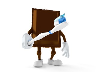 Poster - Chocolate character holding toothbrush