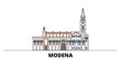 Italy, Modena flat landmarks vector illustration. Italy, Modena line city with famous travel sights, design skyline. 