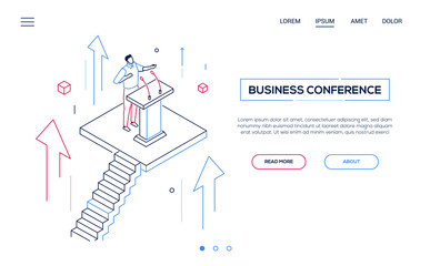 Aufkleber - Business conference - line design style isometric web banner