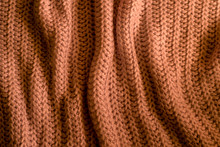 Orange Knitting Wool Texture Background