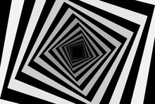 Rotating Concentric Squares, Square Optical Illusion Pattern - Black And White, Geometric Abstract Background