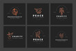 © merfin - Vector icon and logo peace and charity. Editable outline stroke size. Line flat contour, thin and linear design. Simple icons. Concept illustration. Sign, symbol, element.