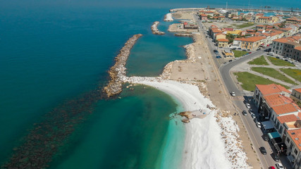 Sticker - Aerial view of Marina di Pisa coastline in summer season, Tuscany - Italy