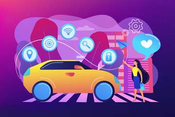 Wall Mural - Autonomous car concept vector illustration.