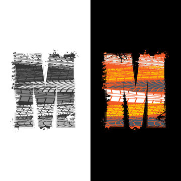 Tire track letter M