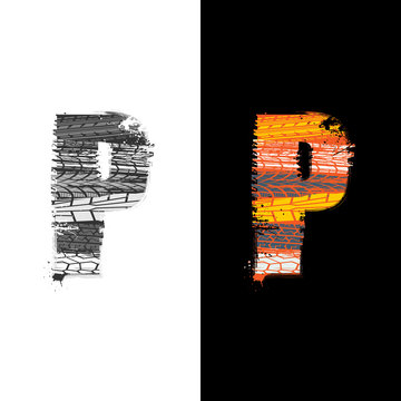 Tire track letter P