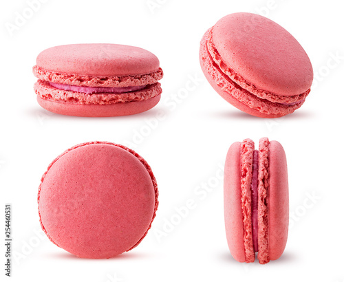 Fotomural Set sweet raspberries macarons