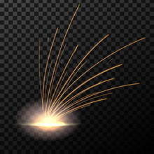 Creative Vector Illustration Flash Of Electric Welding Metal Fire With Sparks Isolated On Transparent Background. Art Design During Iron Cutting Template. Abstract Concept Graphic Weld Element