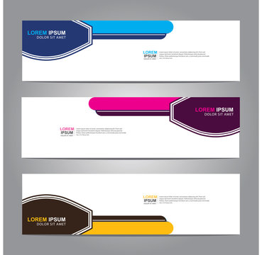 Vector abstract web banner design template. Collection of web banner template. Abstract geometric web design banner template isolated on grey background. Header - landing page Web Design Elements 