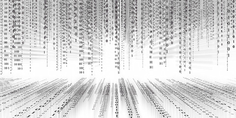 Wall Mural - Digital data binary code technology matrix background, data flood conectivity futuristic binary code programming in cyber space, data technology concept