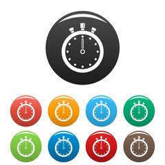 Poster - Stopwatch icons set 9 color vector isolated on white for any design