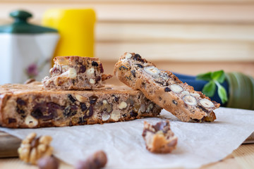 blogger breakfast in cafe. snack on  sunny day. Festive pastries for breakfast.