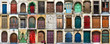 canvas print picture - Collage of 36 colourful front doors
