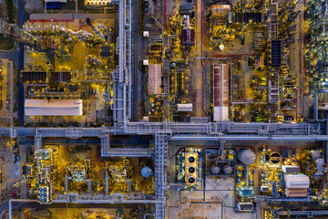 Aerial view of Oil refinery.