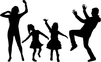 Poster - Happy family. Dancing silhouettes.