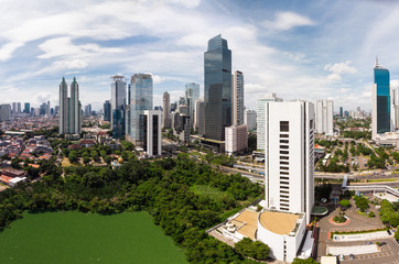 Wall Mural - Aerial view of Jakarta business and financial district in Indonesia