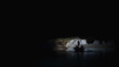 Silhouette eines Paddlers in der Ha Long Bucht