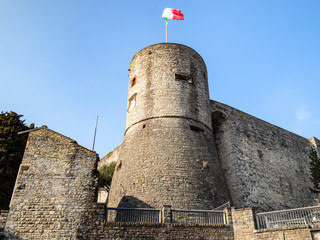 bottom view of Rocca di Bergamo fortress