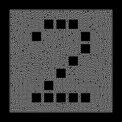 Poster - Number 2 in the maze frame. Digit in the style of the maze. Labyrinth. Illustration isolated on black.