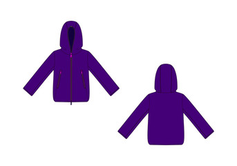 Wall Mural - Fashion technical sketch of hooded jacket in vector graphic
