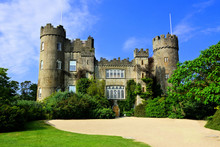 View Of The Medieval Malahide Castle With Green Front Garden, Dublin County, Ireland