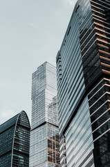 Moscow City in the summer of 2018. Russia. June 25, 2018. Moscow skyscrapers against the sky and clouds. High houses of the capital of Russia