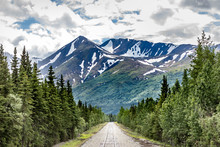 Railroad To Denali National Park, Alaska With Impressive Mountains