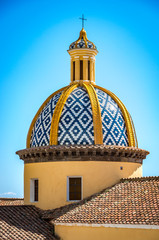 Wall Mural - View at San Gennaro church with rounded roof in Vettica Maggiore Praiano, Italy