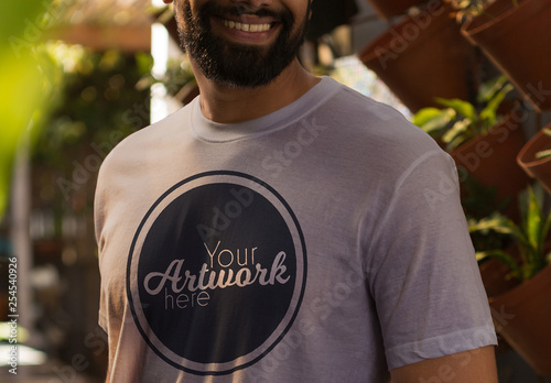 Download Person Wearing T Shirt Mockup Stock Template Adobe Stock